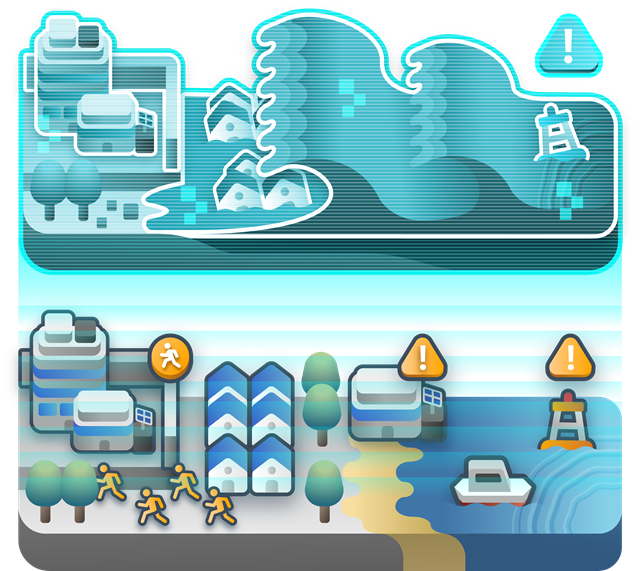 防災デジタルツインの構築イラスト